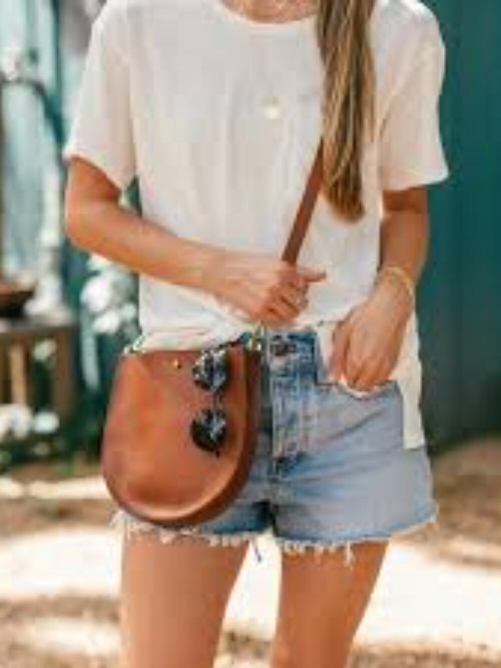Madewell Transport Saddle Bag brown beige tan white strap leather - Picture 3 of 12